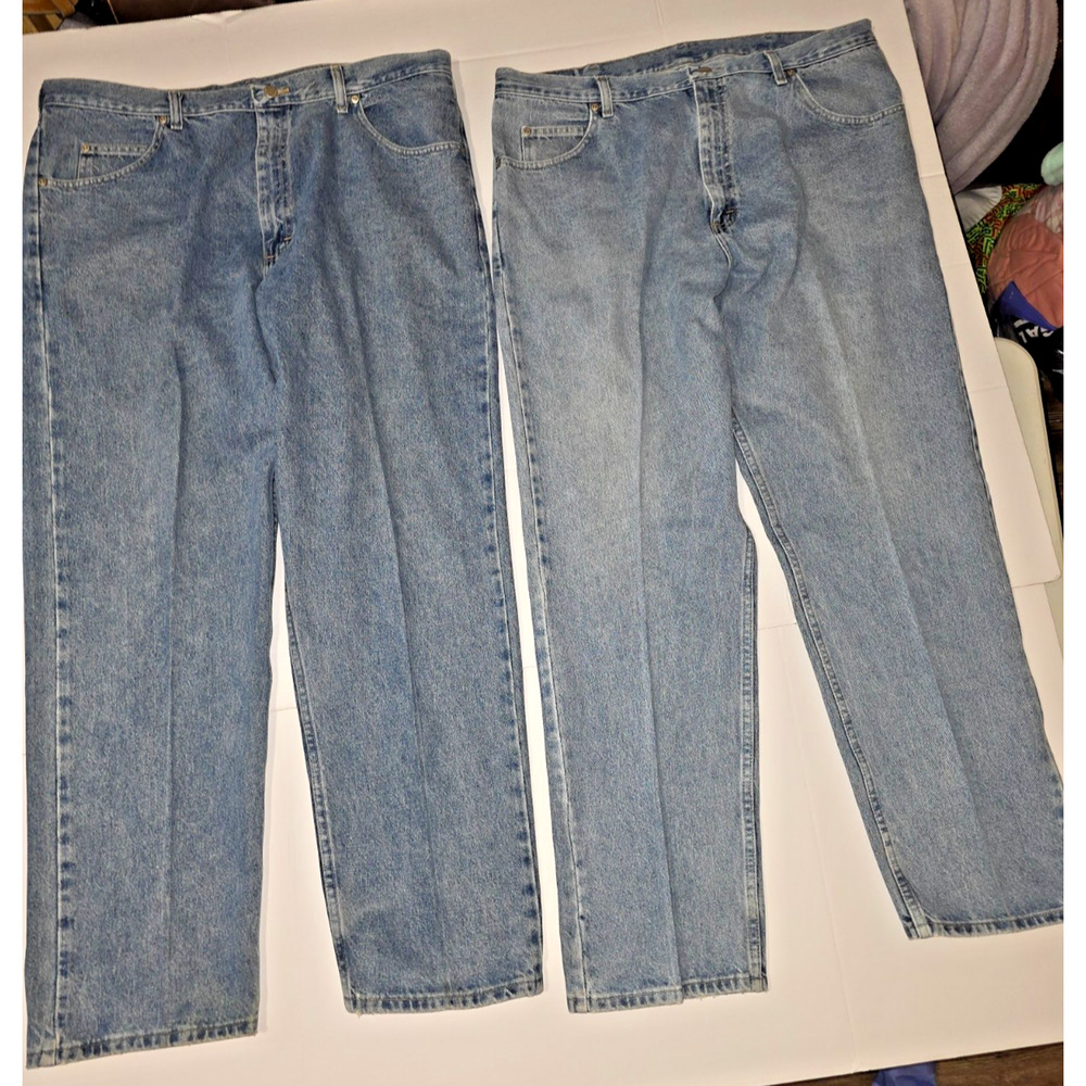 Lot of 2pcs Wrangler Men’s Blue Straight Leg Casual Style Jeans Size 40x32 M020 - Picture 13 of 16